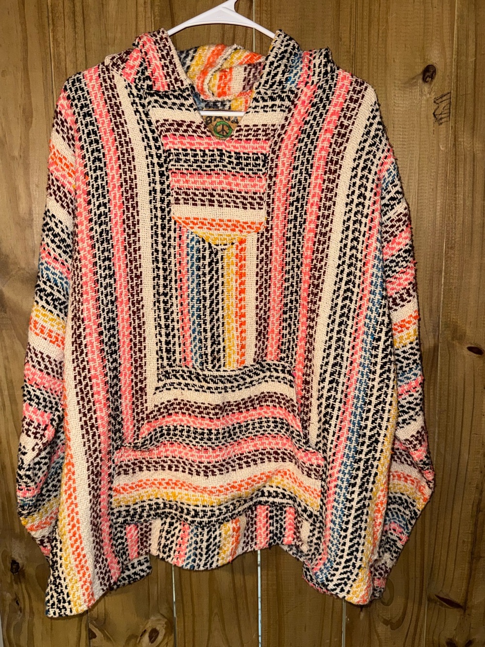 BAJA JOE Striped woven Hoodie Sweater in Coral and Cream